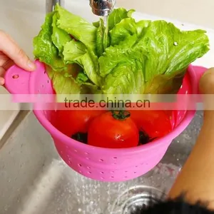 Food Grade Fruit Silicone Basket Foldable Silicone Drain Basket thumbnail-2
