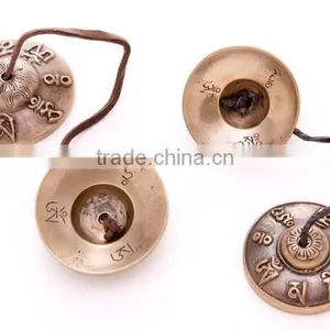 Best-selling Meditation Tibetan Om Mani Padme Hun Carving Tingsha Cymbals thumbnail-1