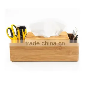 Aonong High Quality Bamboo Tissue Box/desk Organizer for Smartphones & Tablets thumbnail-2