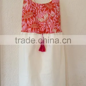 Fashion Printed Beach Girl Dress Of 9 Years Old With Front Tassel thumbnail-3