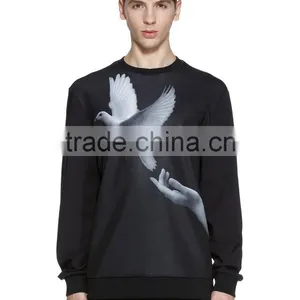 Fashion Printing O-neck Long Sleeve Black Thin Pullover Jersey t Shirt for Men thumbnail-1