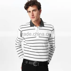 Wholesale Polo Shirt in China Black and White Striped 100% Polo T-shirt thumbnail-2