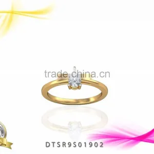 Beautiful Pear Cut Cubic Zircon Studded Gold Plated Ring thumbnail-1