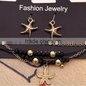 Hot Selling Starfish Charm Custom Charm Seed Bead Multi-strand Bracelets Earrings Set From Yiwu Factory thumbnail-2