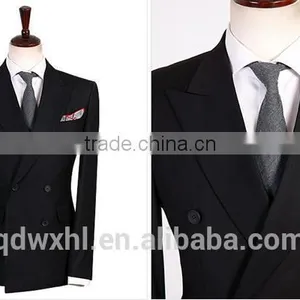 Fashion Navy Blue Stripe Double-Breasted Bespoke Suit Wholesale Mens Suit thumbnail-6