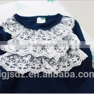 Lace Decorated Sweater for Girls Round-neck Kids Sweater Wool Design Sweater for Child Girls thumbnail-4