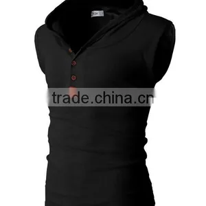OEM New Design Cotton Plain Mens Custom Sleeveless Pullover Hoodie thumbnail-2