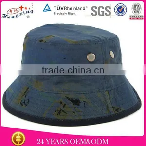 Black Cotton Woven Labels Chain Bucket Hat for Men thumbnail-3