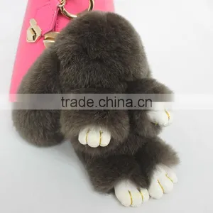 Myfur Brown Customized Big Rabbit Fur Key Pendant for Bag Charm Wholesale thumbnail-4