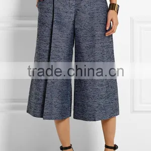 Lady Wide-leg High Waist Boucle Culottes Pants Trousers thumbnail-1