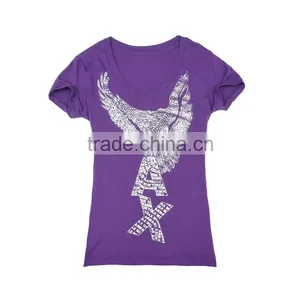 v Neck Lady Cotton t Shirt Oem Factory thumbnail-1