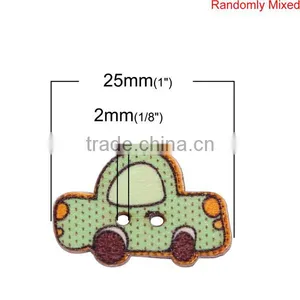 2 Holes At Random Car Shape Wood Sewing Buttons thumbnail-2