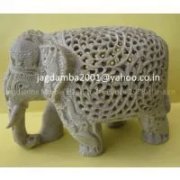 Carved Stone Marble Rock Miniature Mini Elephant Figurine W/Trunk Up Good Luck thumbnail-3
