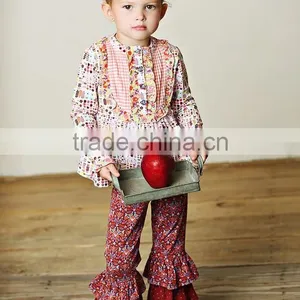 Wholesale Printed Ruffle Girls Boutique Clothes Sets thumbnail-1