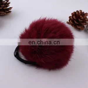 Factory Supply Hand Made Girl Women Fashion Rabbit Fur Pompon Hairband thumbnail-2