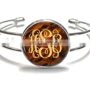 Tortoise Shell Monogram Bangle Bracelet thumbnail-1