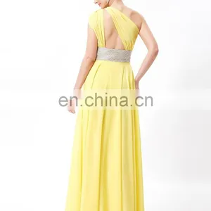 Grace Karin One Shoulder Long Yellow Formal Evening Dress Chiffon Floor-length Dresses Evening CL3419 thumbnail-4