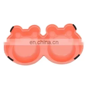 Cheap Wholesale Price Dropshipping 2 in 1 Stainless Steel Bowls, Anti-slippery Mat Cartoon Shape Detachable Pets Bowls (Pink) thumbnail-3