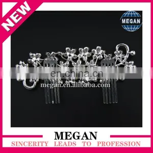 Charming New Design Flower Princess Wedding Hair Accessories Rhinestone Crown Comb For Bridal thumbnail-2