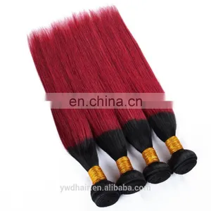Ombre Brazilian Virgin Hair Straight Burgundy Brazilian Hair Weave Bundles thumbnail-4