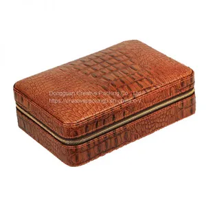 Custom Brown Leather Collection 12 Count Travel Cigar Humidor Best Cigar Humidifier 12 Count Cigar Humidor thumbnail-3