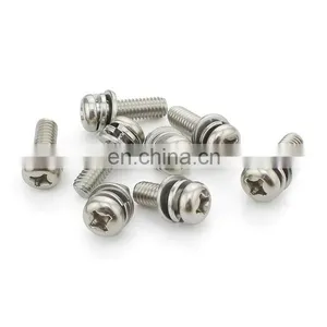 Black Zinc Plated Steel Cross Pan Head M3 M4 m6 Machine Screw Combination Screw Washer Assembly thumbnail-5