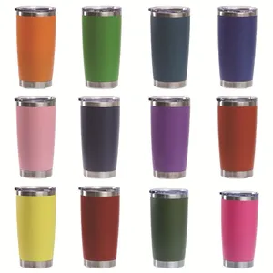 20oz Orange Reusable Travel Insulated Mugs With Lid Coffee Cup Thermal Mug Coffee Tumbler thumbnail-1