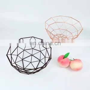 Home Modern Kitchen Basket Round Iron Wire Storage Food Organization Holder Metal Fruit Mesh Basket thumbnail-2