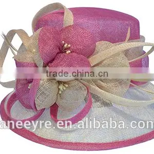 Elegant Plain Sinamay Hat Feather Wedding Party Hat thumbnail-1