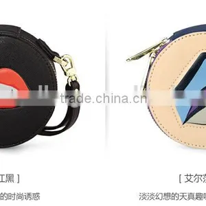 New Design PU Leather or Genuine Saffiano Leather Lady Small Change Purse Coin Holder Bag With Zip thumbnail-2