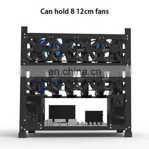 New Open Air Rig Frame 12 GPU Case Graphic Card Holder Computer Rack Support Double ATX Power And 12cm Fan thumbnail-2