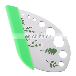Amazon Fast Dispatch 2 in 1 Kitchen Tool Dough Cutter Scraper Stainless Steel 9 Holes Leaf Herb Stripper thumbnail-4