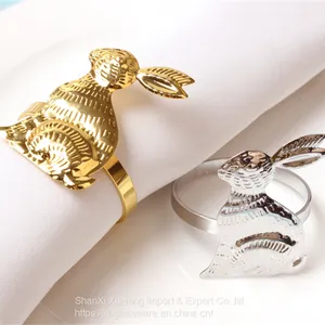 Embossed Gold & Silver Plated Rabbit Napkin Holder Ring For Restaurant Table Decoration thumbnail-1