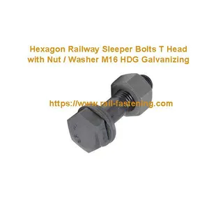 Hexagon Railway Sleeper Bolts T Head With Nut / Washer M16 HDG Galvanizing thumbnail-1