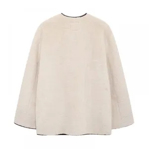 Belted Fur-effect Coat With Pocket Design for Fall and Winter, Featuring a Loose and Warm Fit. The Coat is Decorated With Knotted Embellishments. thumbnail-2