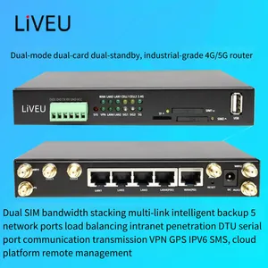 Liveu Multi-card 4g Industrial Wireless Router, Support Three Networks, Dual-mode and Dual-card Dual-standby, 5 Ethernet Ports, Wi-fi, Cloud Platform for Remote Operation and Maintenance of Plc, All-metal Shell, Dtu Serial Communication thumbnail-1