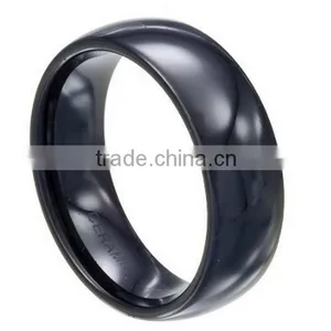 Men's 8mm Comfort Fit Black Ceramic Contemporary Wedding Ring thumbnail-1