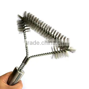 New Improved Logo Print Stronger Stainless Steel Handle 12 Inch 3 Side Grilling Brush thumbnail-6