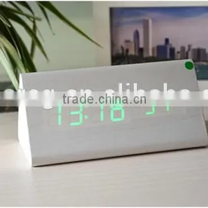 Freeship Decorative Table Clocks Control Sensing Alarm Temp Dual Display Electronic LED Clock Vintage Wooden Digital Alarm Clock thumbnail-2