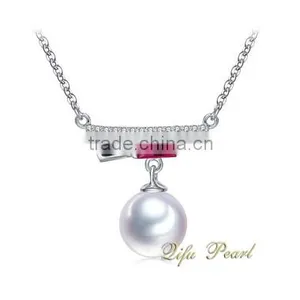 2015 Fashion Pearl Necklace 14Carat White Gold Freshwater Pearl Necklace Jewelry Wholesale Necklace Mounting thumbnail-1
