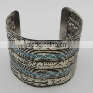 Half Bangle Metal Bangle Pattern Bangles Burnished Silver Bangles thumbnail-1