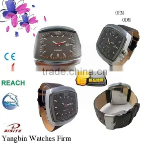 Popuar Cool Leather Band Quartz Logo Men Watch thumbnail-1
