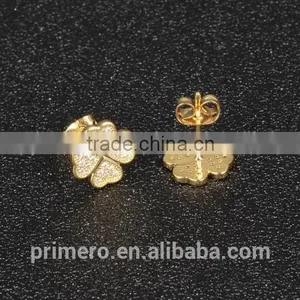 Temperament Fashion 18K Gold Plated Clover Earrings Findings Wholesale thumbnail-5