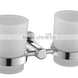 Wall-mounted Frosted Glass Tooth Tumbler With Alumimum Shelf thumbnail-1