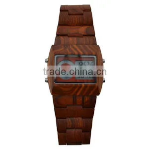 Bewell Wood Material Day Date Month Watch Movement Date Watches Digital Wood Watch thumbnail-5