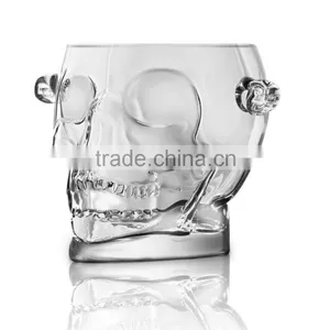 Skull Shaped Leadfree Crystal High Quality Popular Model Ice Bucket Unique Design With Hand Holder thumbnail-1