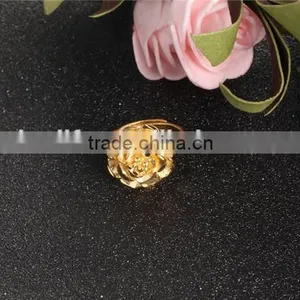 Jewelry Gold Plated Copper Elegant Design for Women Rose Shaped Ring thumbnail-3