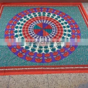 Peocock Round Mandala Multicolours Tapestry thumbnail-1