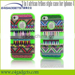 2013 New Style 3 in 1 African Tribes Style Fashion Cheap Silicon Case for Iphone 4 Case,for Iphone 4 thumbnail-1