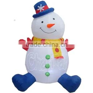 Carrot Nose Inflatable Snowman With Yellow and Dark Red Spot Scarf Christmas Decor thumbnail-1
